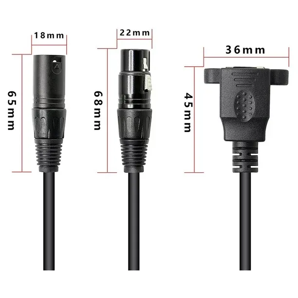 0.3m XLR 3 Pin Female To RJ45 Cable Adapter SE-L45
