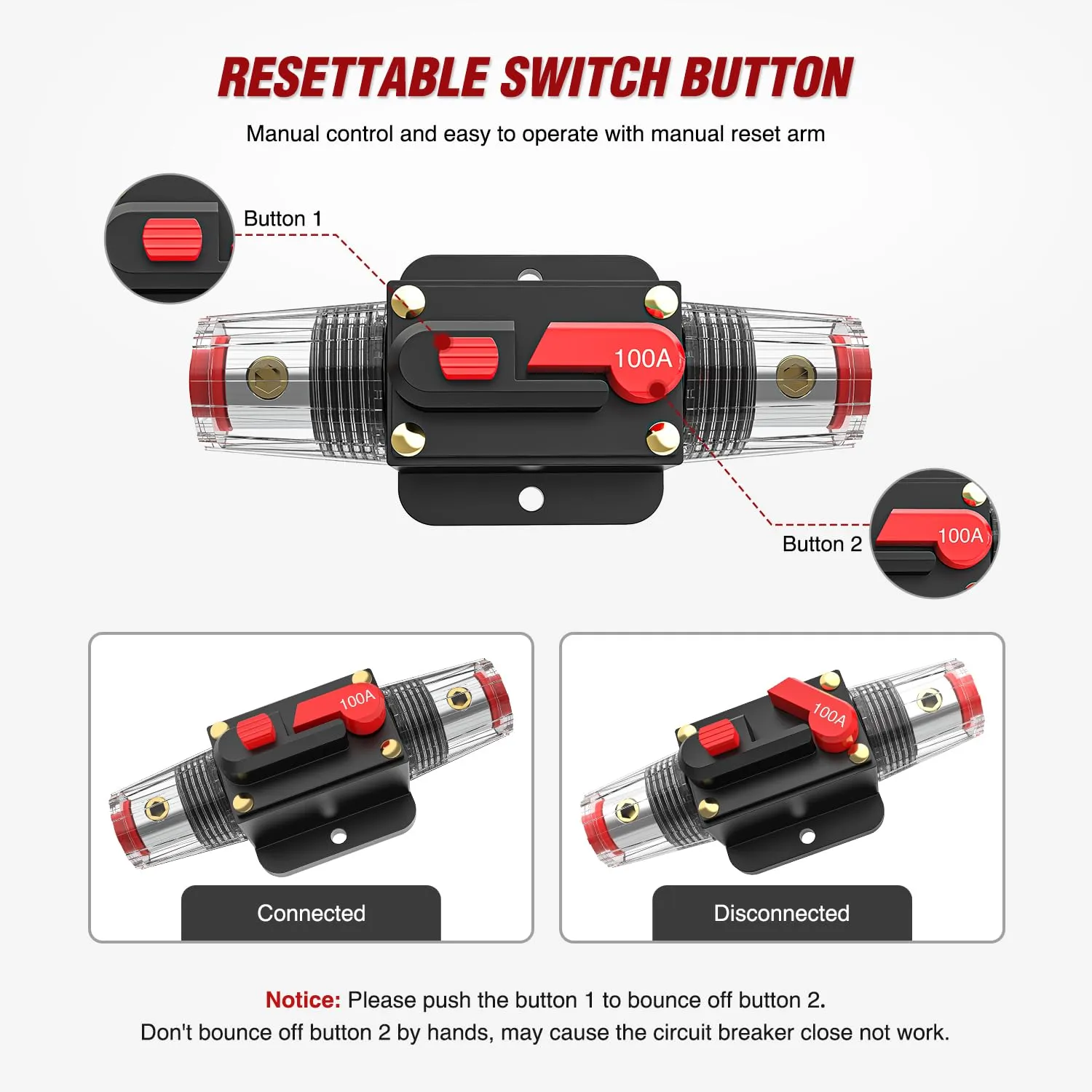 100A Circuit Breaker Reset Fuse Holder