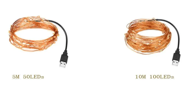 10M USB LED String Light Waterproof LED Copper Wire String Holiday Outdoor Fairy Lights For Christmas Party Wedding Decoration