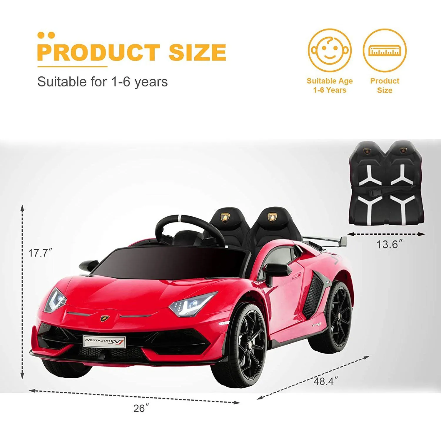 12V Kids Electric Ride On Car Lamborghini Aventador SVJ