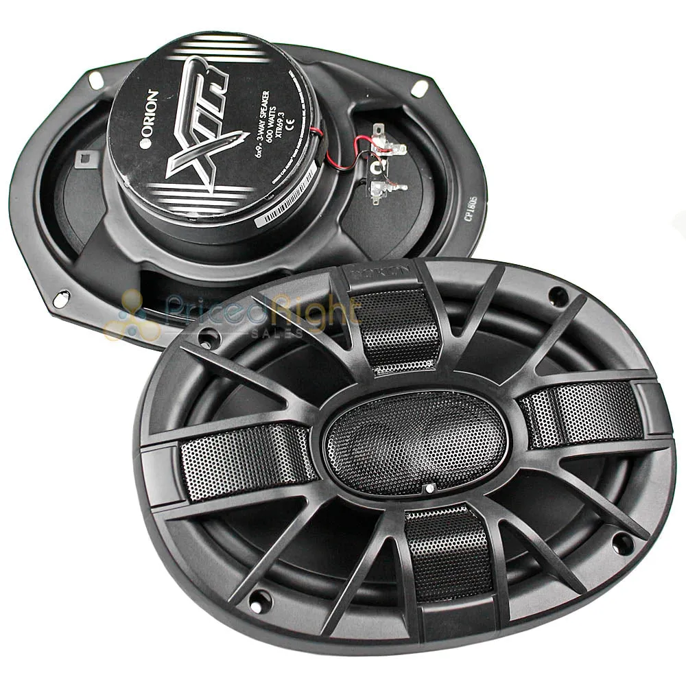 2 Orion 6" x 9" Three Way Coaxial Speakers 600 Watts Max 4 Ohm Impedance XTR69.3
