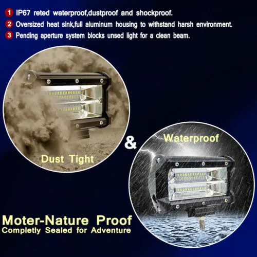 2 Pcs 5 Inch 144W LED Work Light Spotlight Off-road Driving Fog