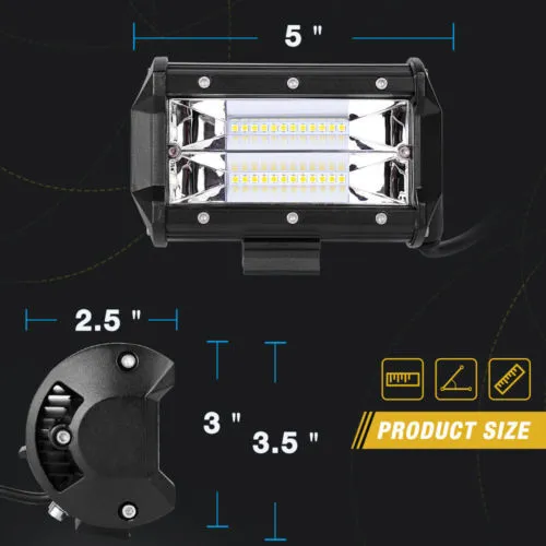 2 Pcs 5 Inch 144W LED Work Light Spotlight Off-road Driving Fog