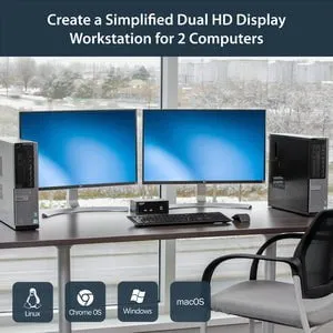2 PORT DUAL DISPLAYPORT USB KVM SWITCH WITH AUDIO  USB 2.0 HUB