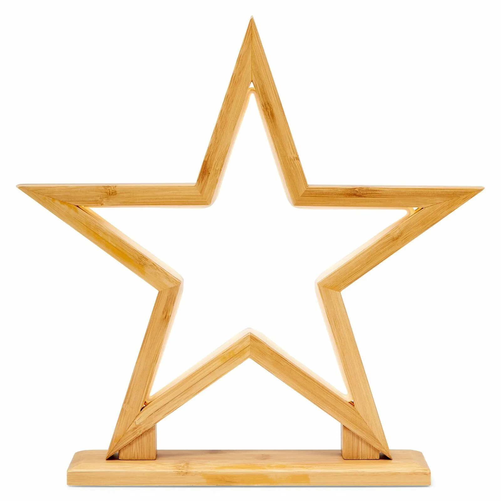33cm Bamboo Star Lamp - Table Light - Natural Decor