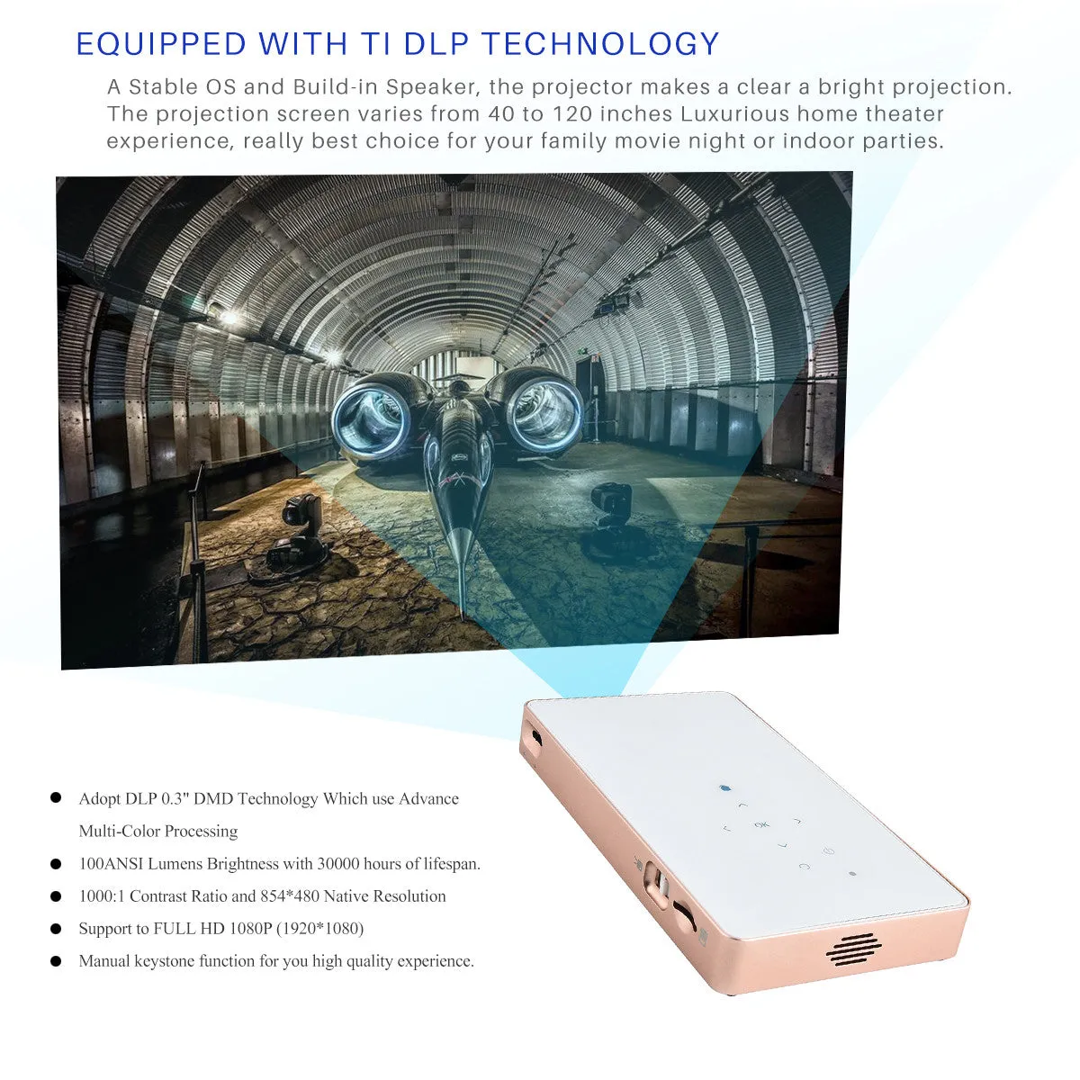 360°Rotation Mini Smart Projector