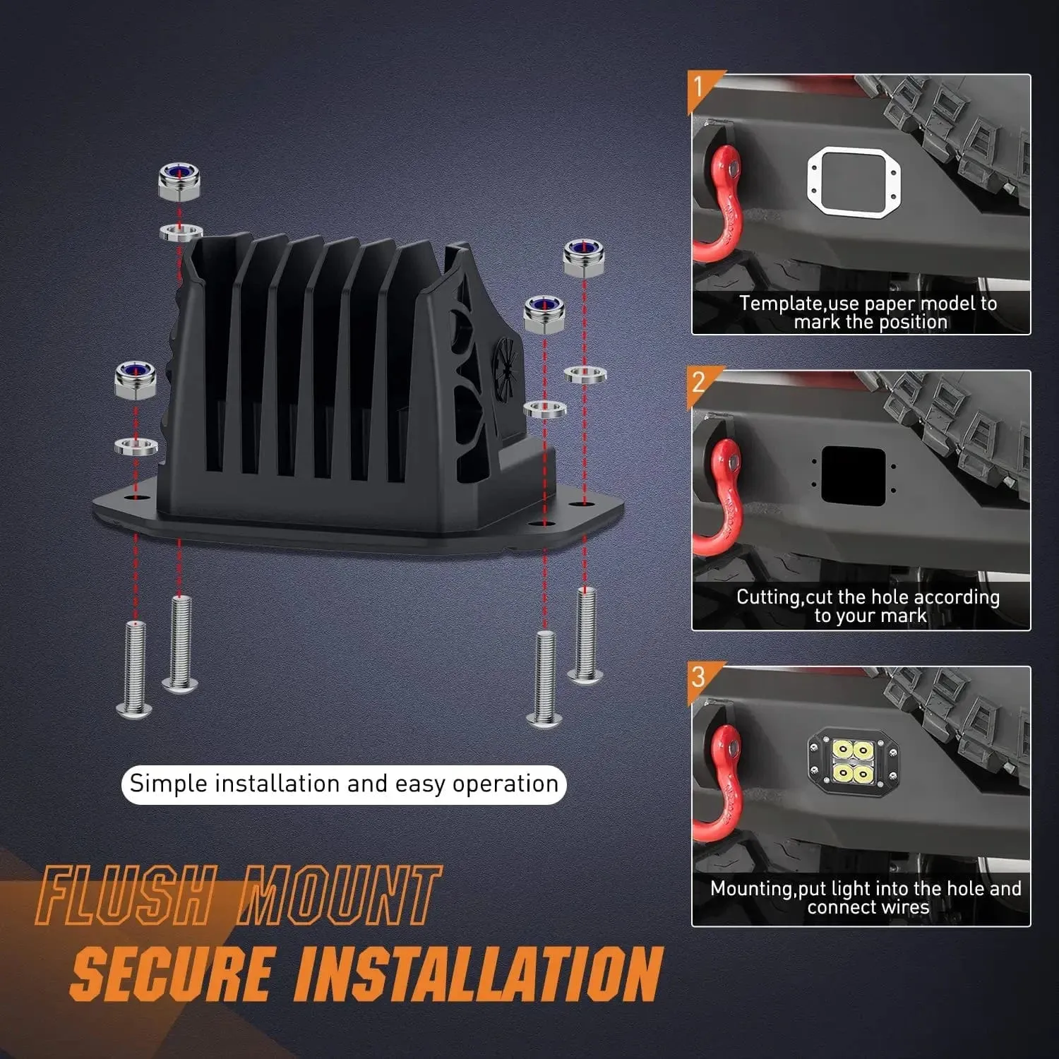 4.8 Inch 20W 2510LM Flush Mount Spot LED Work Lights (Pair) | 16AWG DT Wire