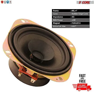 5 Core 4 inch PAIR Subwoofer Replacement DJ Speaker Sub Woofer