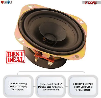 5 Core 4 inch PAIR Subwoofer Replacement DJ Speaker Sub Woofer