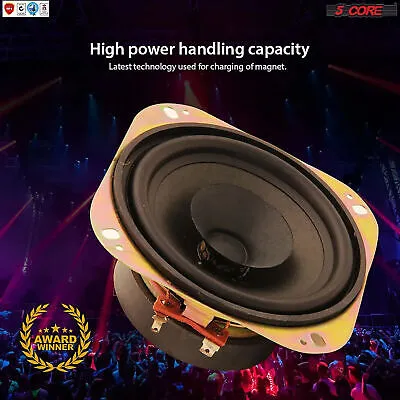 5 Core 4 inch PAIR Subwoofer Replacement DJ Speaker Sub Woofer