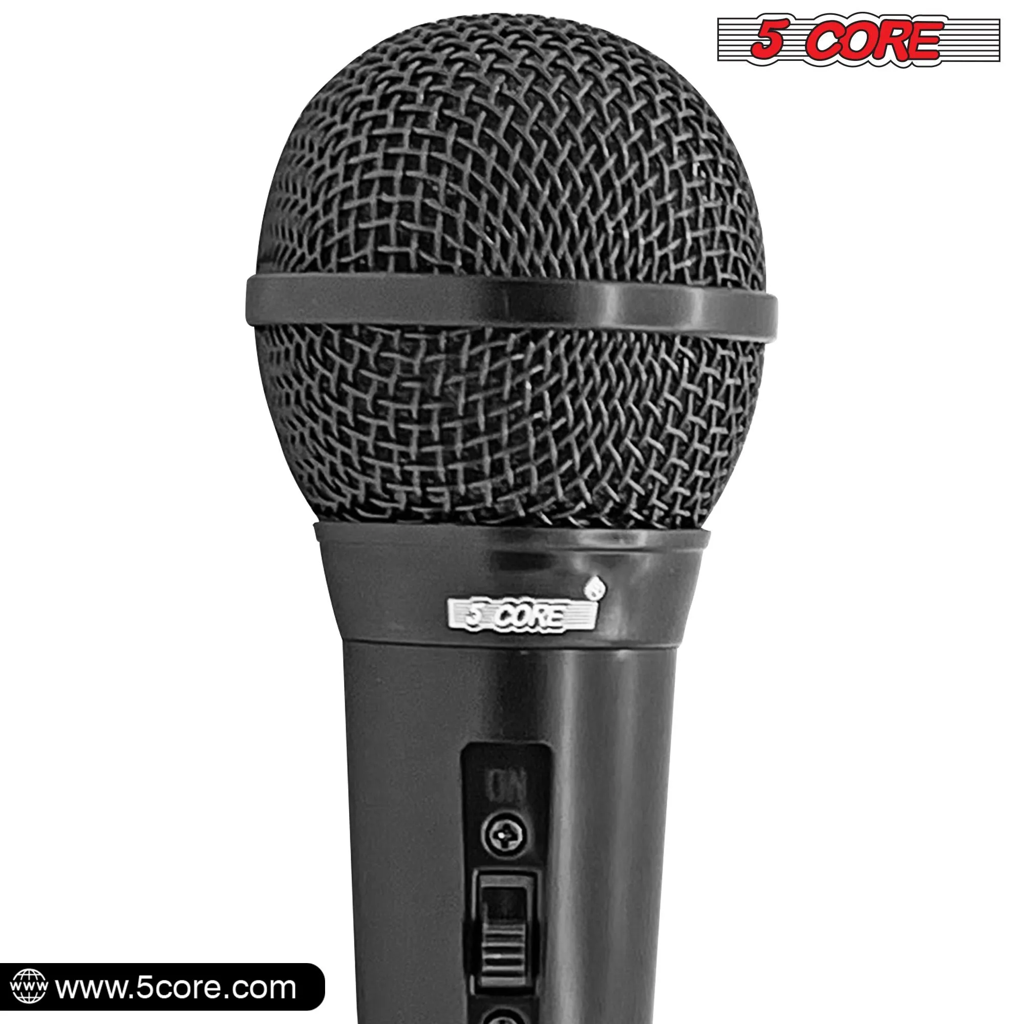 5 CORE Microphone Dynamic Vocal Handheld Mic Cardioid Unidirectional Microfono w On Off Switch   XLR Audio Cable for Singing Karaoke Public Speaking & Parties - PM 1O1 BLK