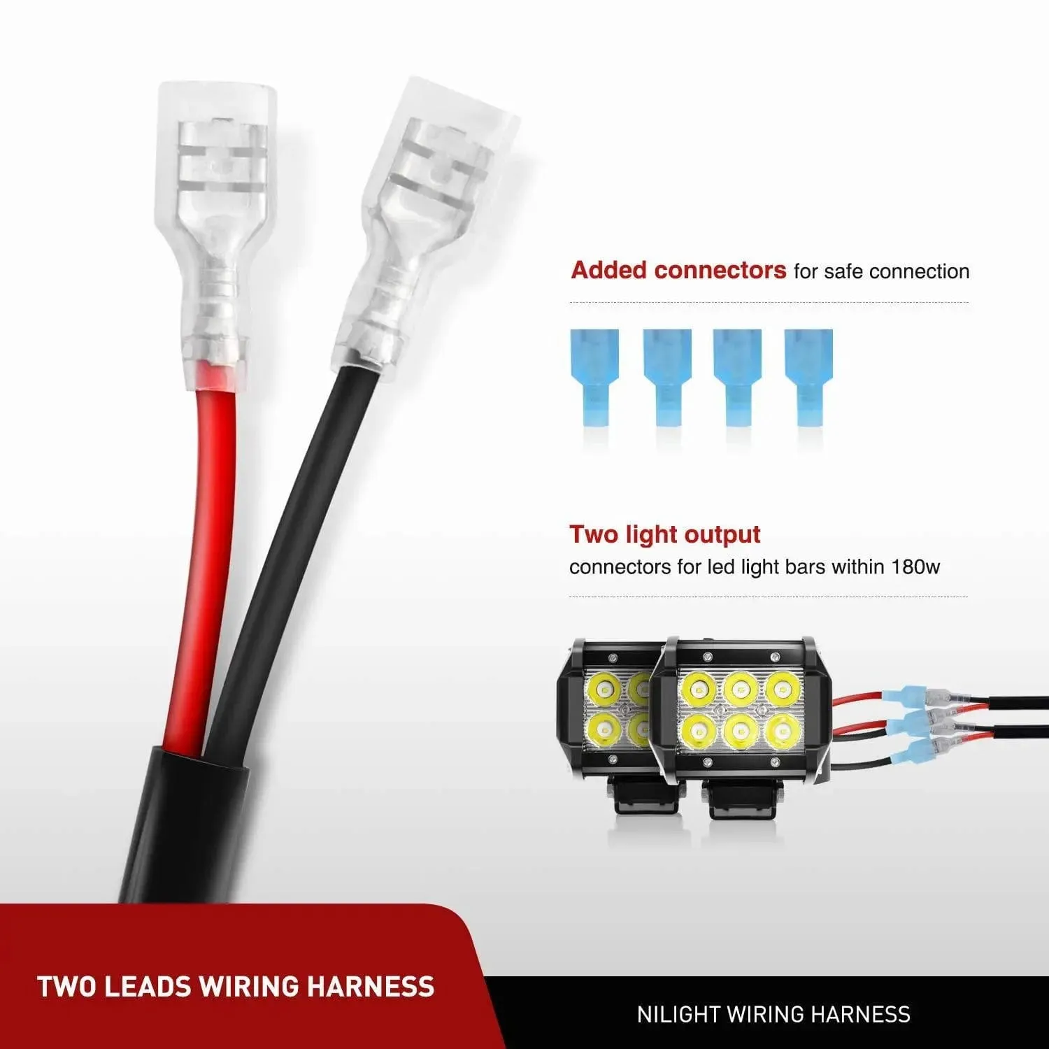 5.2 Inch 72W 10800LM Yellow Flood Led Light Bar Kit (Pair) | 16AWG Wire 3Pin Switch
