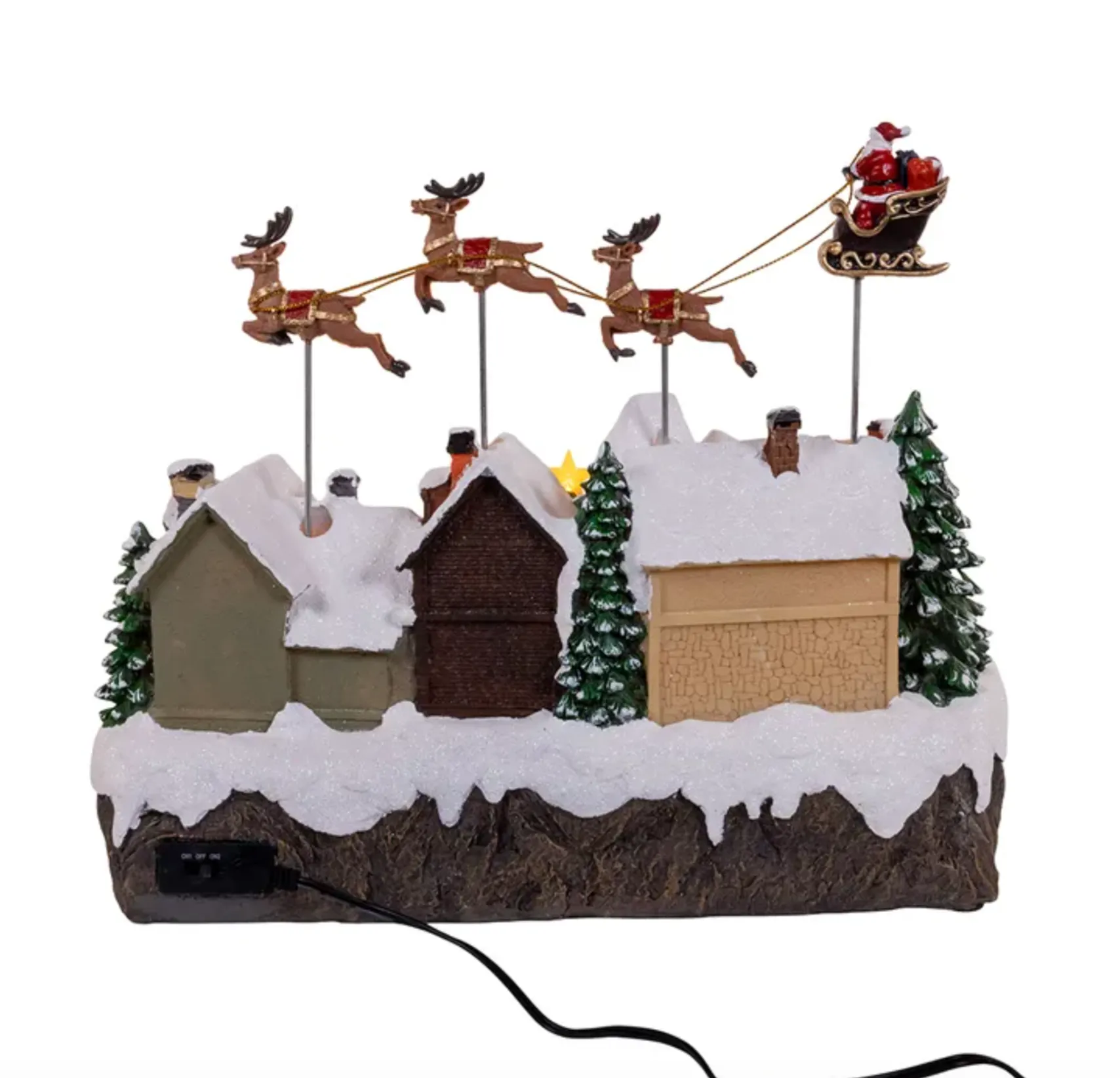 7.3" Battery Operated Multicolor LED Lighted Musical Santa & Sleigh Table Piece - "S"