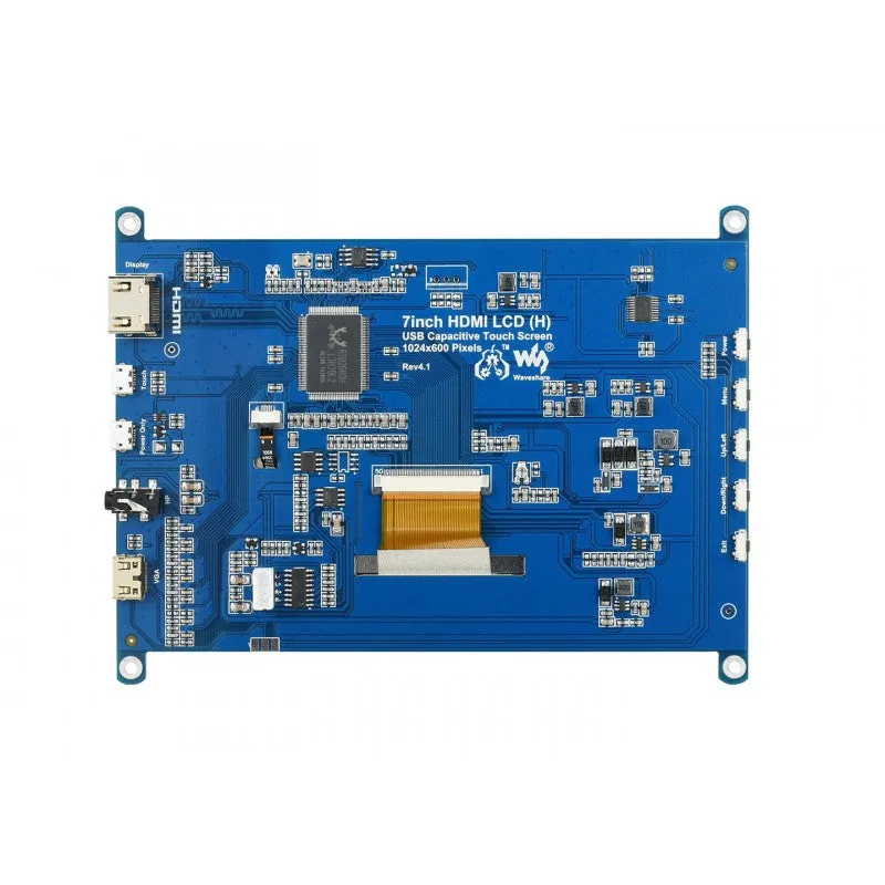 7" HDMI LCD (H) (1024x600), IPS, Capacitive Touch Screen with Speakers