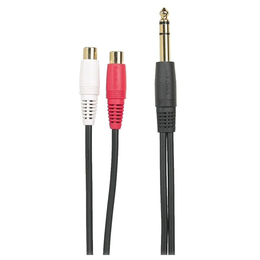 9" Gold-Plated 1/4 Male to Dual RCA Female Y Adapter - Splitter