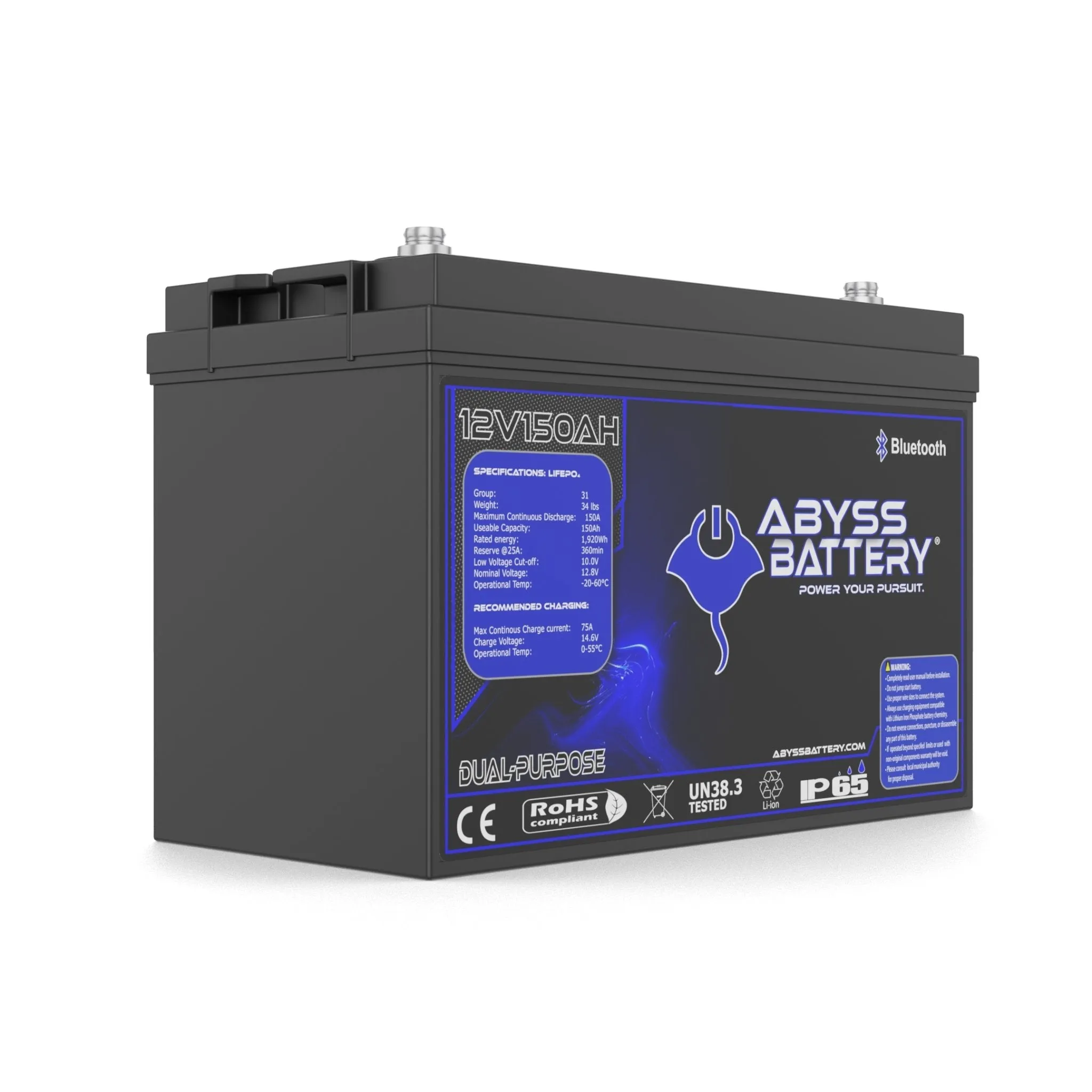 Abyss Battery® 12V 150AH Dual-Purpose Marine Lithium Battery