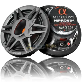 Alphasonik 6.5" Midrange Speakers 4 Ohm Neodymium Mayhem Series MPRO654 Pair