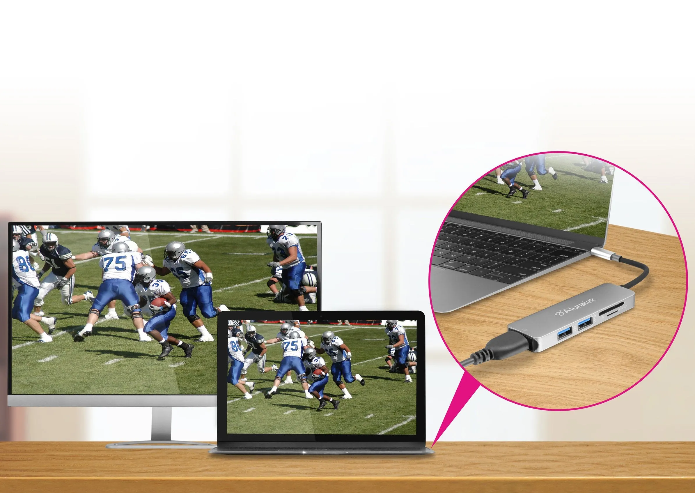 Aluratek (AUMC0302F) USB Type-C Multimedia Hub & Card Reader with HDMI
