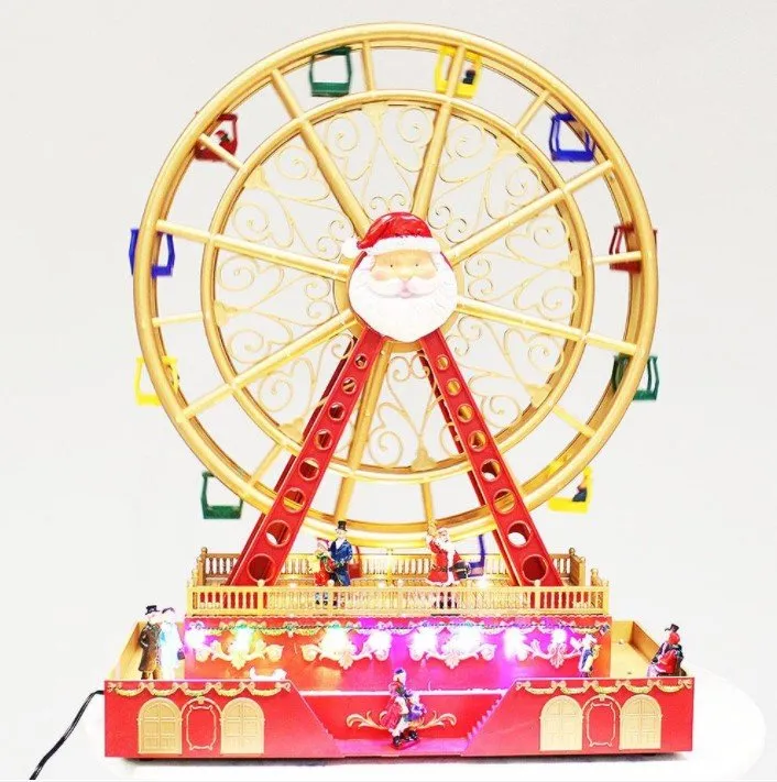 Animated Christmas Village LED Musical Ferris Wheel with Rotating Function
