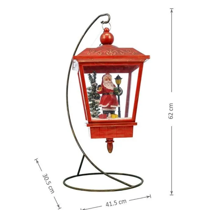 Animated Christmas Village Musical LED Snowing Lamp Post Table Decoration with Santa