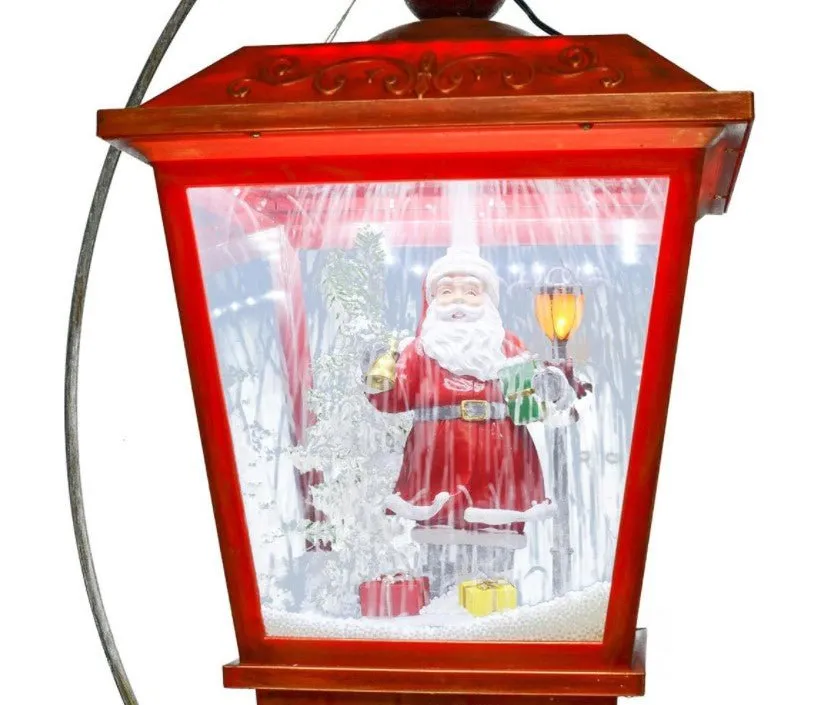 Animated Christmas Village Musical LED Snowing Lamp Post Table Decoration with Santa