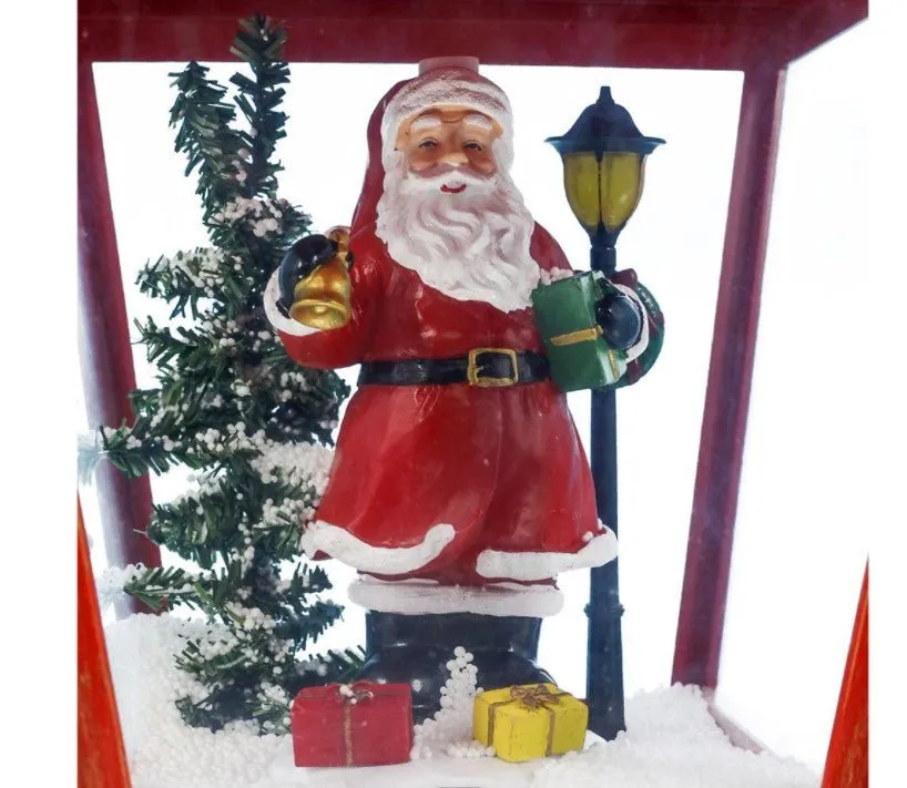 Animated Christmas Village Musical LED Snowing Lamp Post Table Decoration with Santa