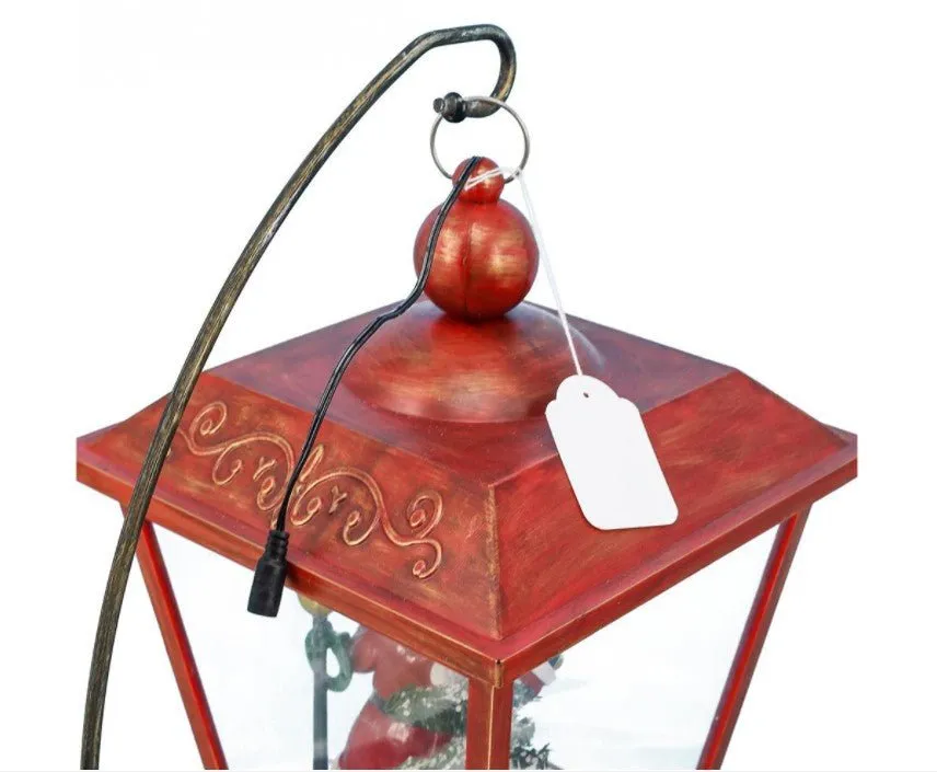 Animated Christmas Village Musical LED Snowing Lamp Post Table Decoration with Santa