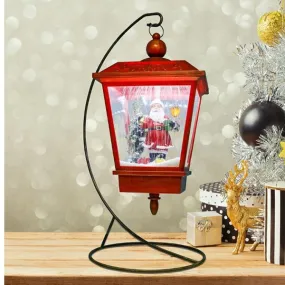 Animated Christmas Village Musical LED Snowing Lamp Post Table Decoration with Santa