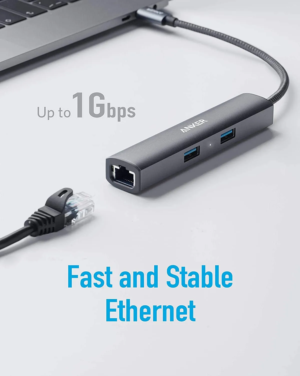 Anker USB C Hub Adapter, 5-in-1 USB C Adapter with 4K USB C to HDMI, Ethernet Port, 3 USB 3.0 Ports