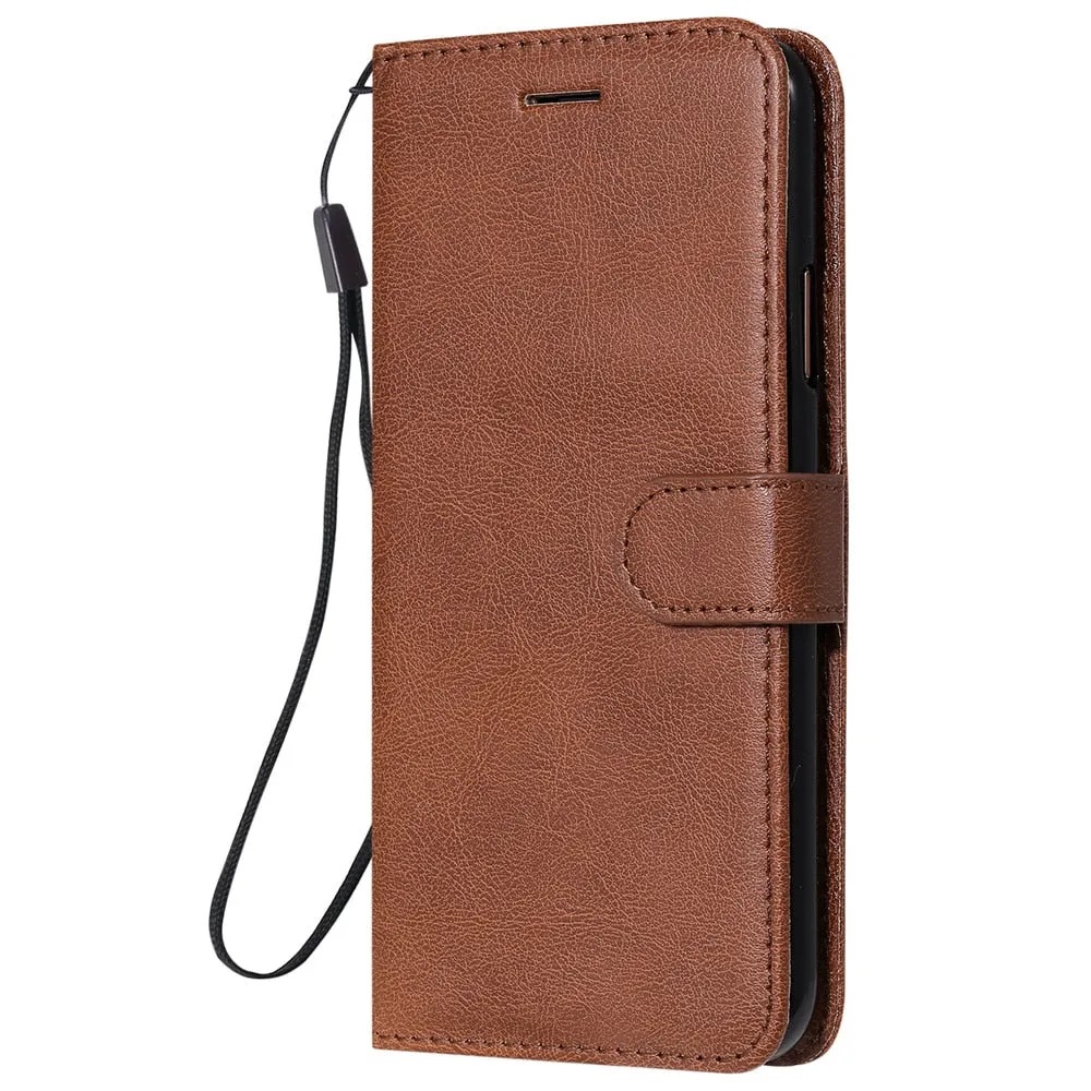 Anymob Brown Leather Case Magnetic Flip Cover Wallet Phone Protection for Huawei P Smart 2020