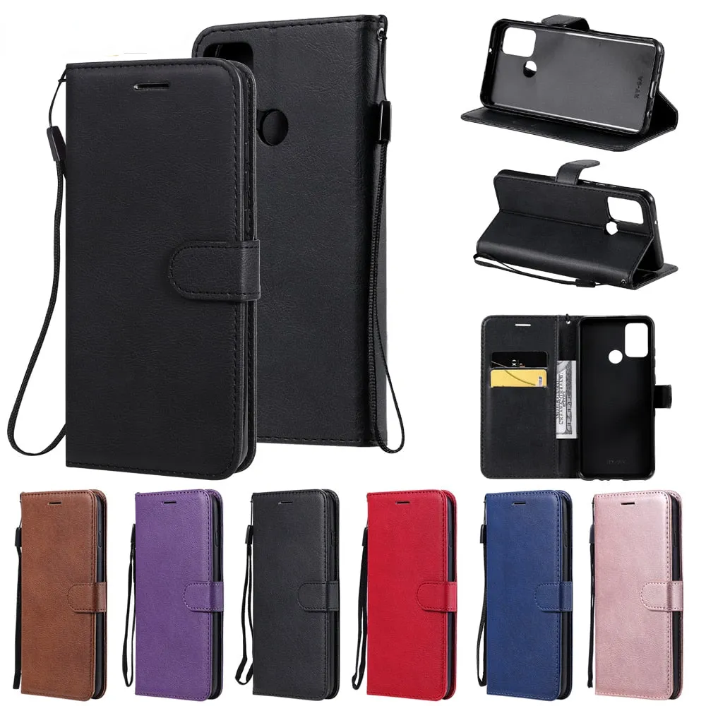 Anymob Brown Leather Case Magnetic Flip Cover Wallet Phone Protection for Huawei P Smart 2020