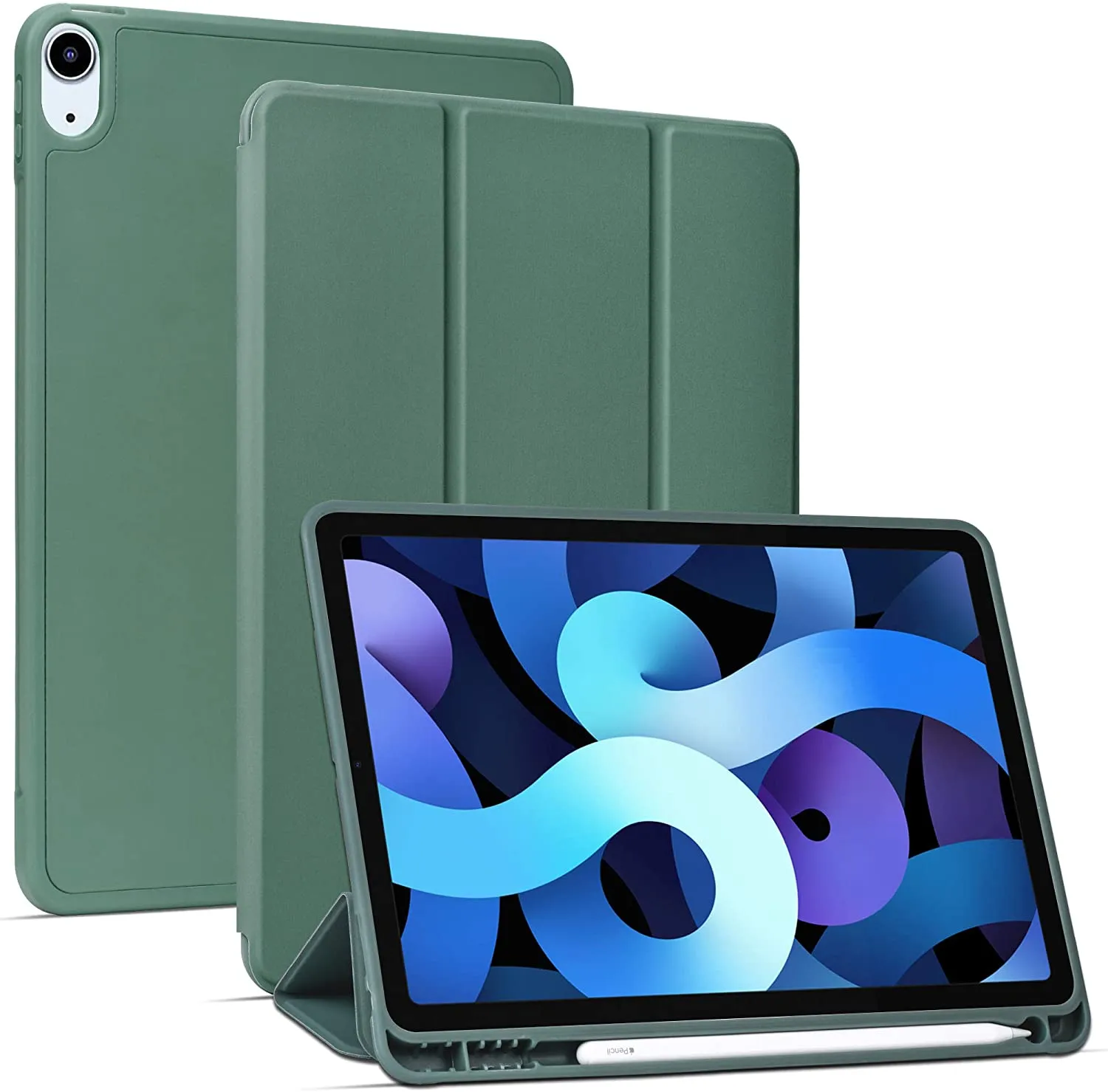 Arae for iPad Air 4 Case 10.9 inch [4th Generation] [Corner Protection] Multi-Angle Viewing with Pencil Holder, Kickstand Feature, Auto Wake/Sleep