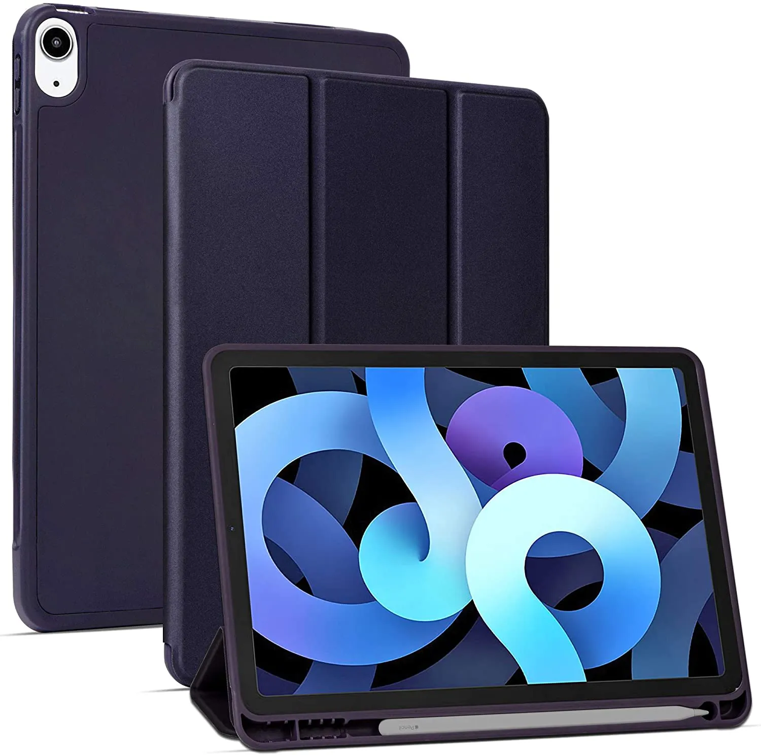 Arae for iPad Air 4 Case 10.9 inch [4th Generation] [Corner Protection] Multi-Angle Viewing with Pencil Holder, Kickstand Feature, Auto Wake/Sleep