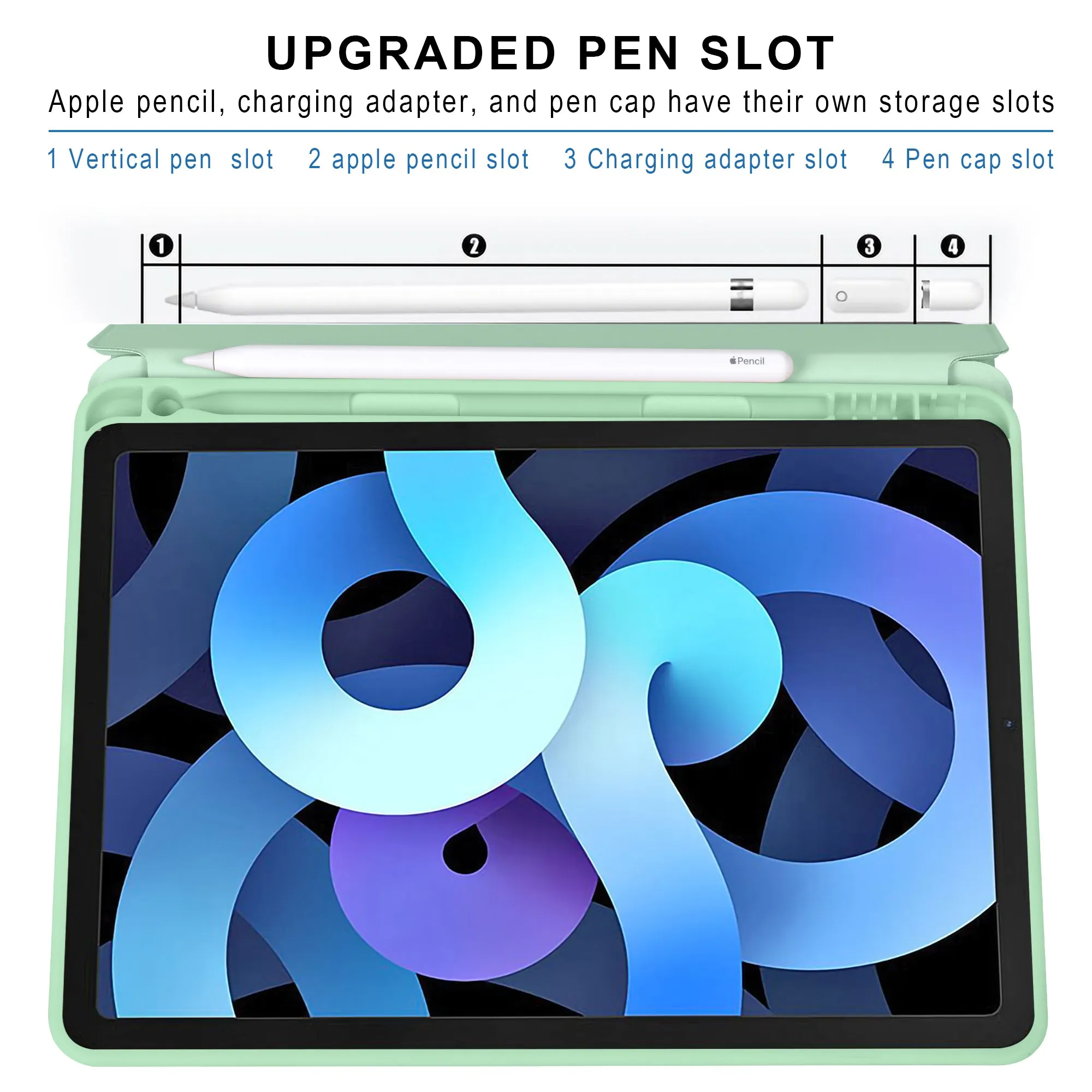 Arae for iPad Air 4 Case 10.9 inch [4th Generation] [Corner Protection] Multi-Angle Viewing with Pencil Holder, Kickstand Feature, Auto Wake/Sleep