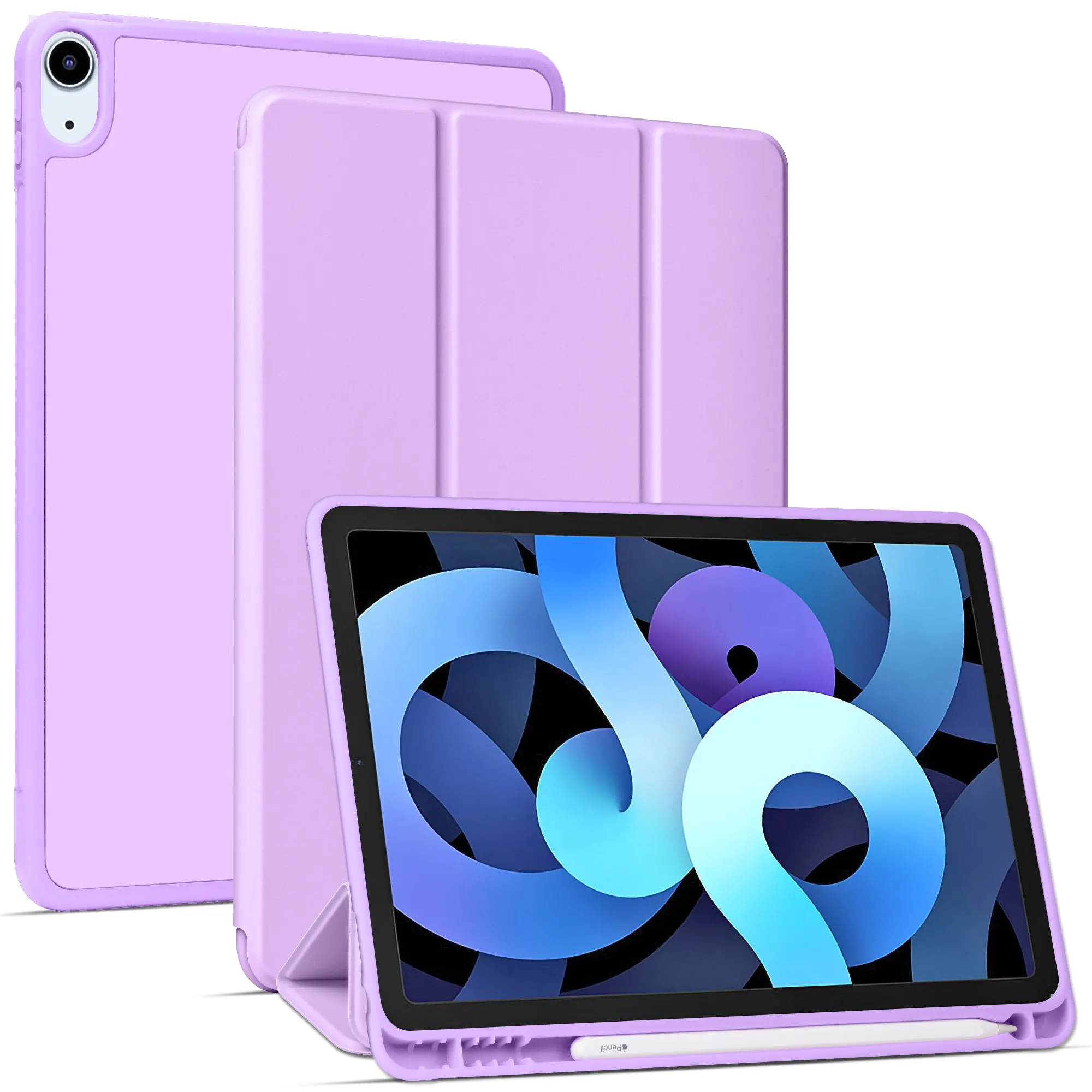 Arae for iPad Air 4 Case 10.9 inch [4th Generation] [Corner Protection] Multi-Angle Viewing with Pencil Holder, Kickstand Feature, Auto Wake/Sleep