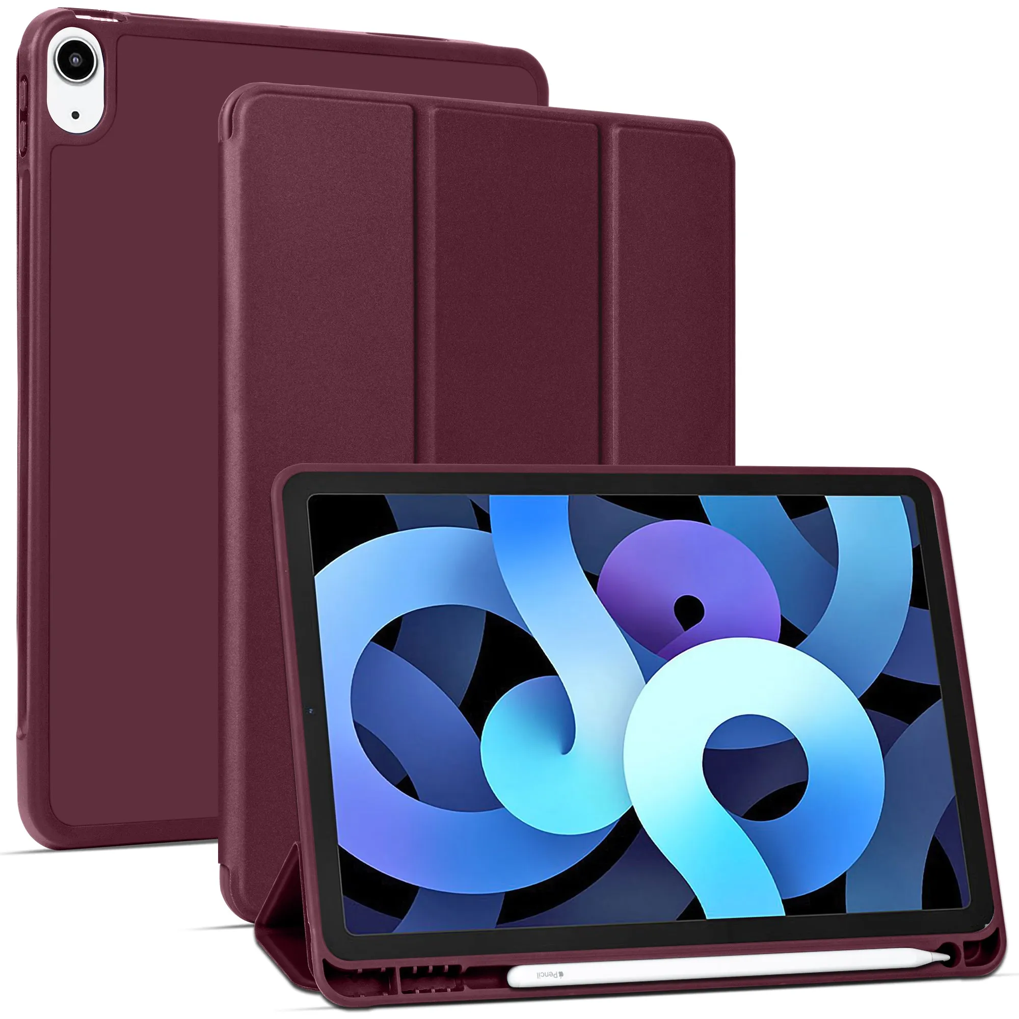 Arae for iPad Air 4 Case 10.9 inch [4th Generation] [Corner Protection] Multi-Angle Viewing with Pencil Holder, Kickstand Feature, Auto Wake/Sleep