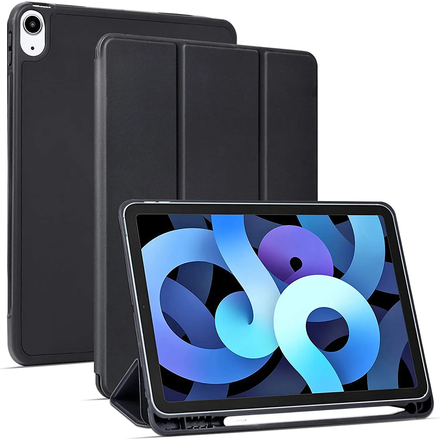 Arae for iPad Air 4 Case 10.9 inch [4th Generation] [Corner Protection] Multi-Angle Viewing with Pencil Holder, Kickstand Feature, Auto Wake/Sleep