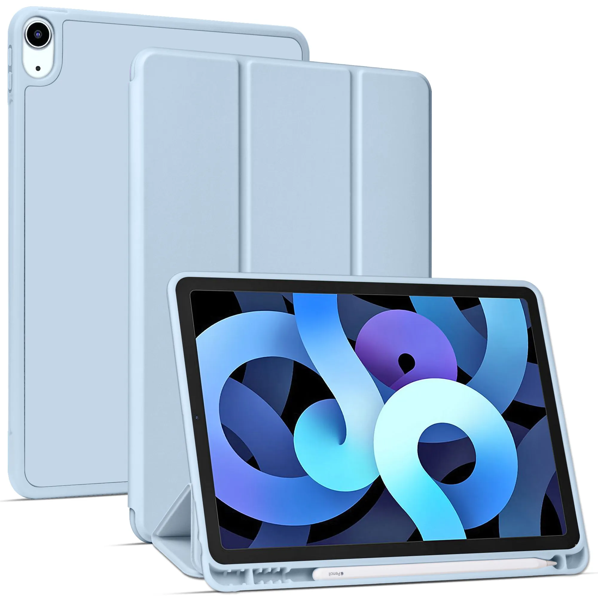 Arae for iPad Air 4 Case 10.9 inch [4th Generation] [Corner Protection] Multi-Angle Viewing with Pencil Holder, Kickstand Feature, Auto Wake/Sleep
