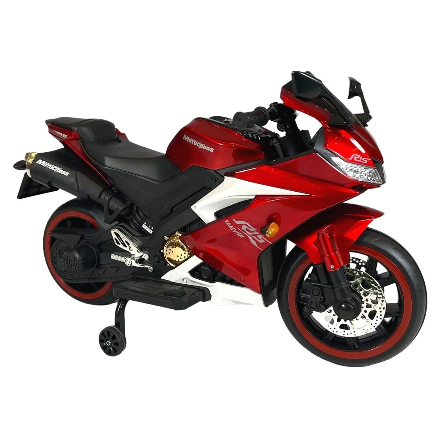 Baby Moo R15 Rechargeable 12V Battery Operated Ride On Bike for Kids with LED Lights, Music, and USB Port - Red