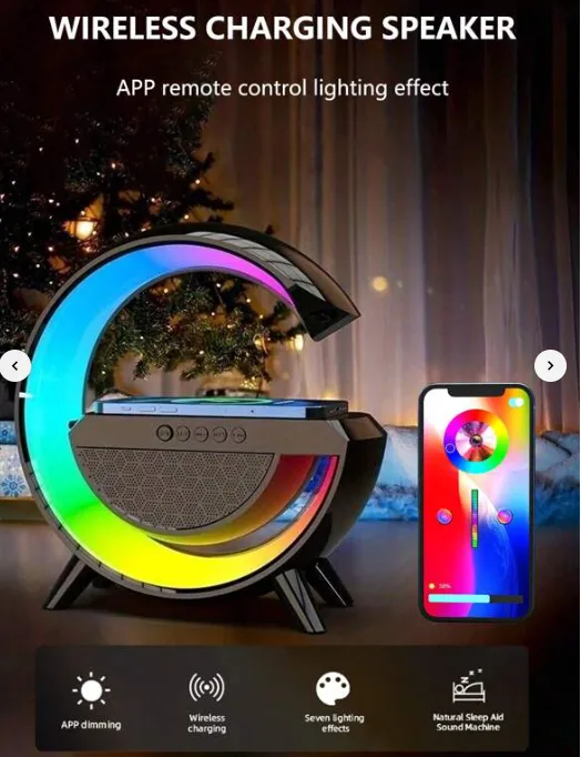 Black led strip but white light|White & Black LED Light Wireless Speaker