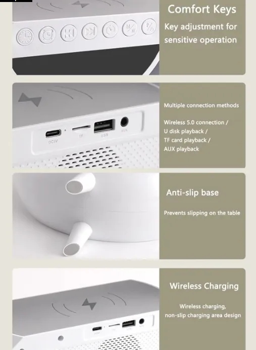 Black led strip but white light|White & Black LED Light Wireless Speaker