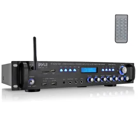 Bluetooth Hybrid Amplifier Receiver - Pro Audio Multi-Channel Stereo Pre-Amplifier With Usb Charge & Digital Optical/Coax, Mp3/Usb/Sd Readers, Fm/Am Radio, Rack Mount (3000 Watt)