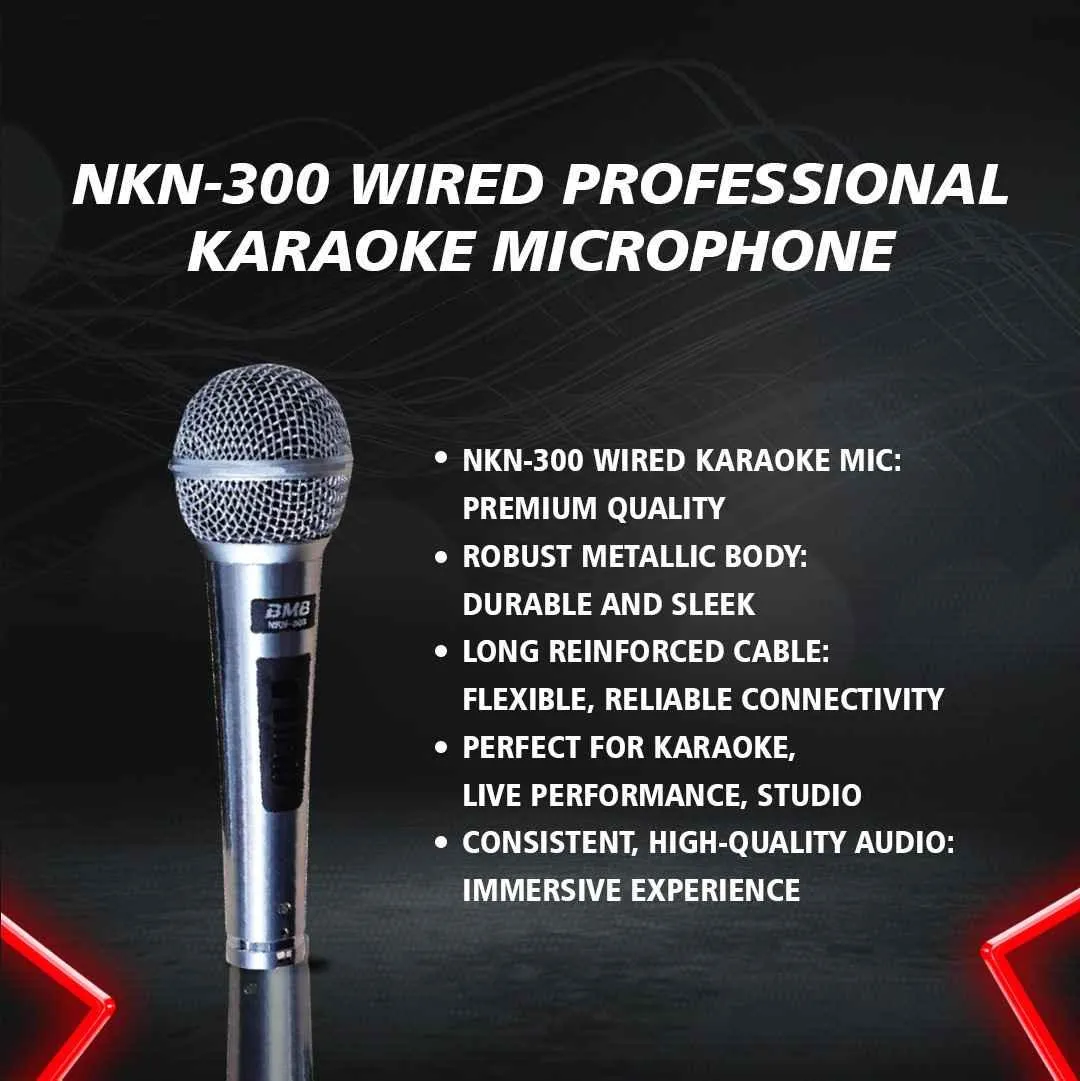 BMB Premium Package 150 150W RMS Dynamic Stereo Speakers with 2 Dynamic Mic, Paper Cone 20CM Wooden Woofers, 3 Equalizer Bands, 8 ohms, Multi-Connectivity Home Theater Compatible with LED/LCD TVs