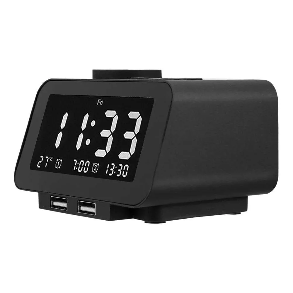 Brightness Adjustable LED Digital Alarm Clock Radio- USB Plugged in