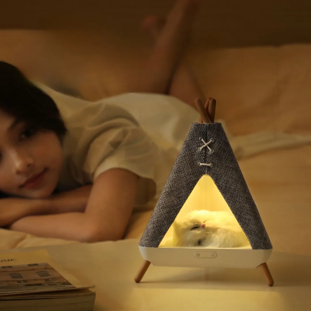 Cat in Camp Lamp | Cute Cat Lamp with Bluetooth Speaker