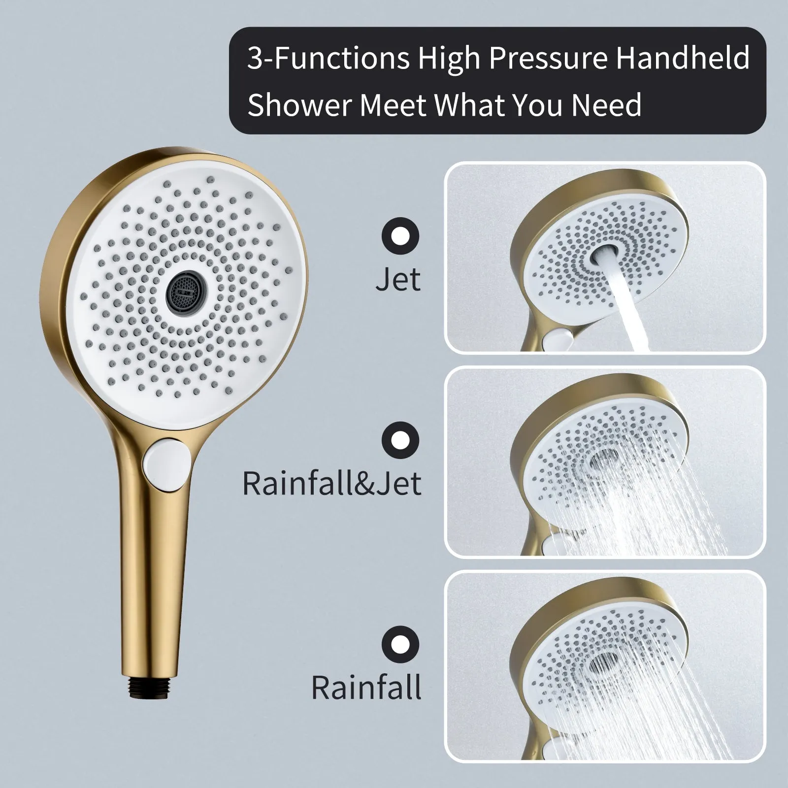 CAVANA|24IN COMPLETE LED SHOWER SYSTEM RAINFALL MIST SPRAY AND WATERFALL SHOWER SET