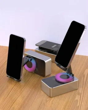 cell phone stand with wireless bluetooth speaker|2-in-1 Phone Holder And Speaker