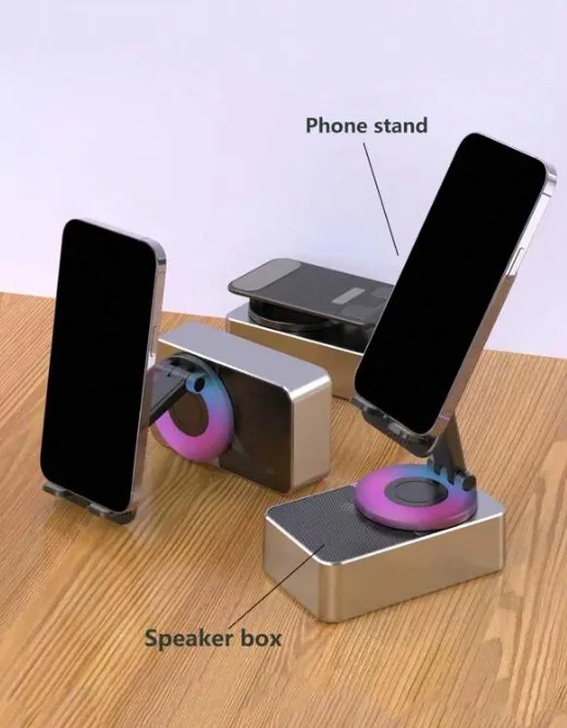 cell phone stand with wireless bluetooth speaker|2-in-1 Phone Holder And Speaker