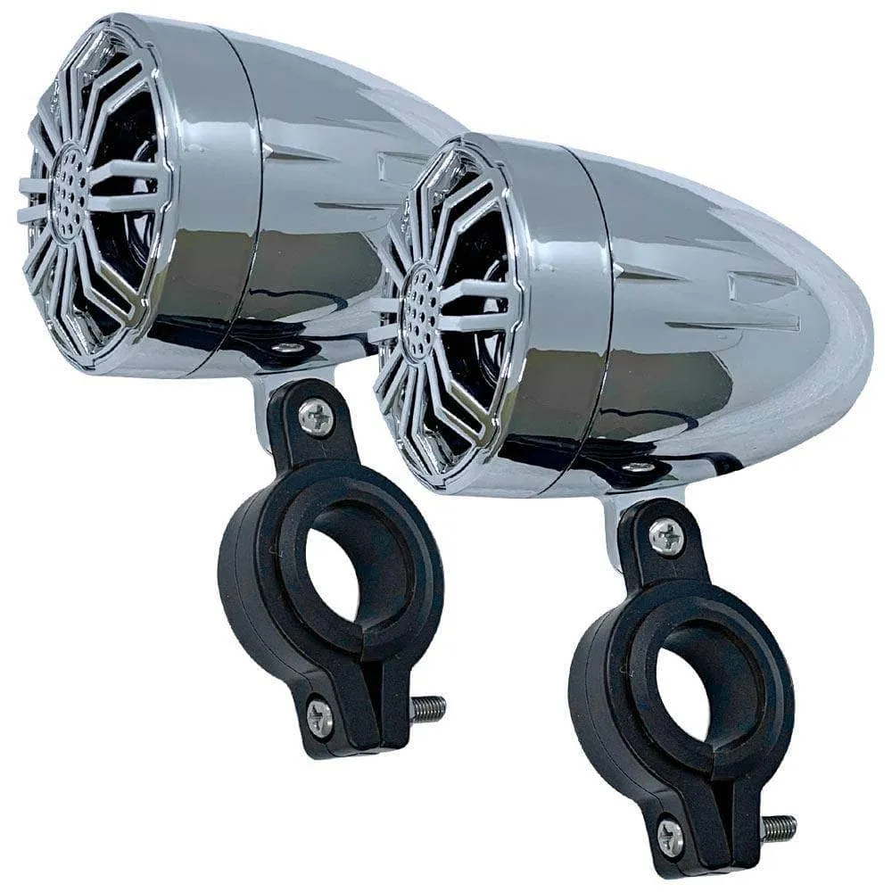 Chrome 2.25" Waterproof Speakers for Powersports, Watercrafts, ATV Vehicles, Motorcycles, Golf Carts
