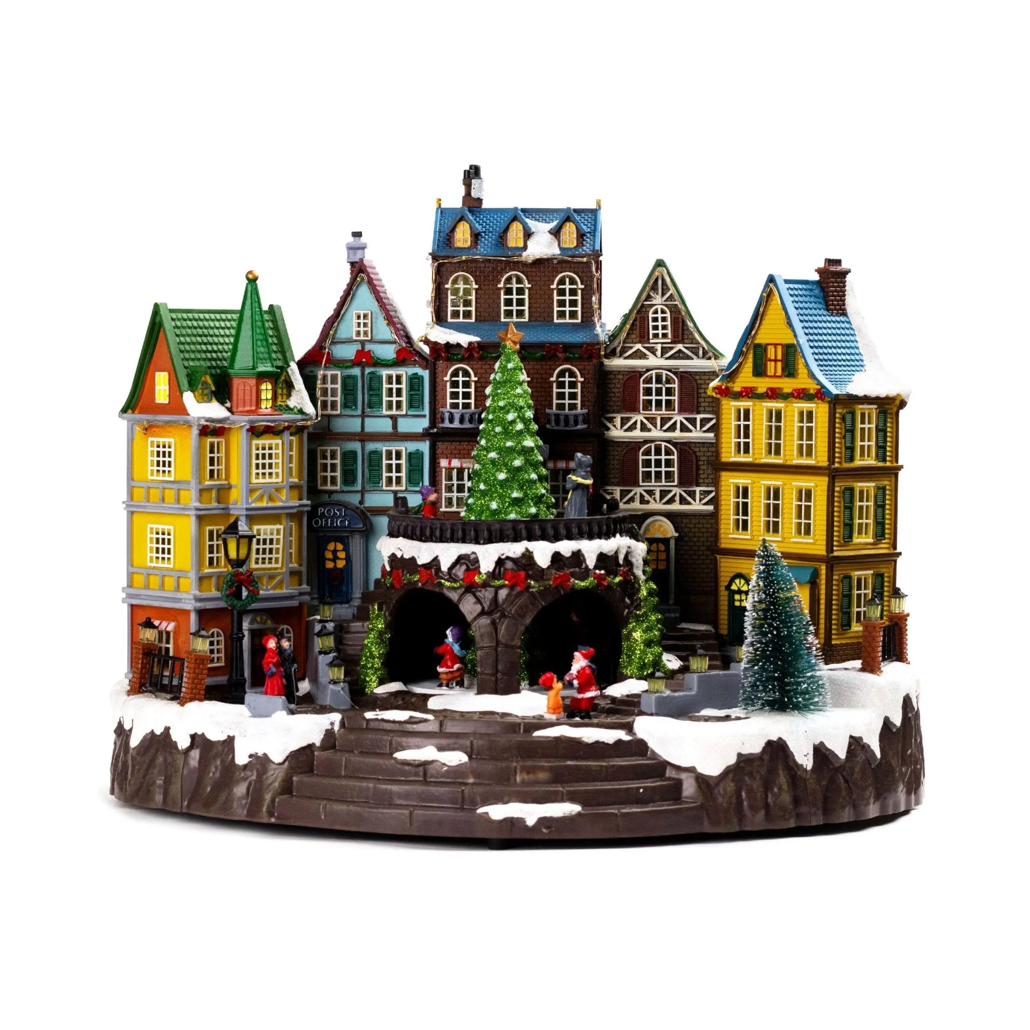 City Hall Christmas Musical Village with Rotating Christmas Tree CVL001